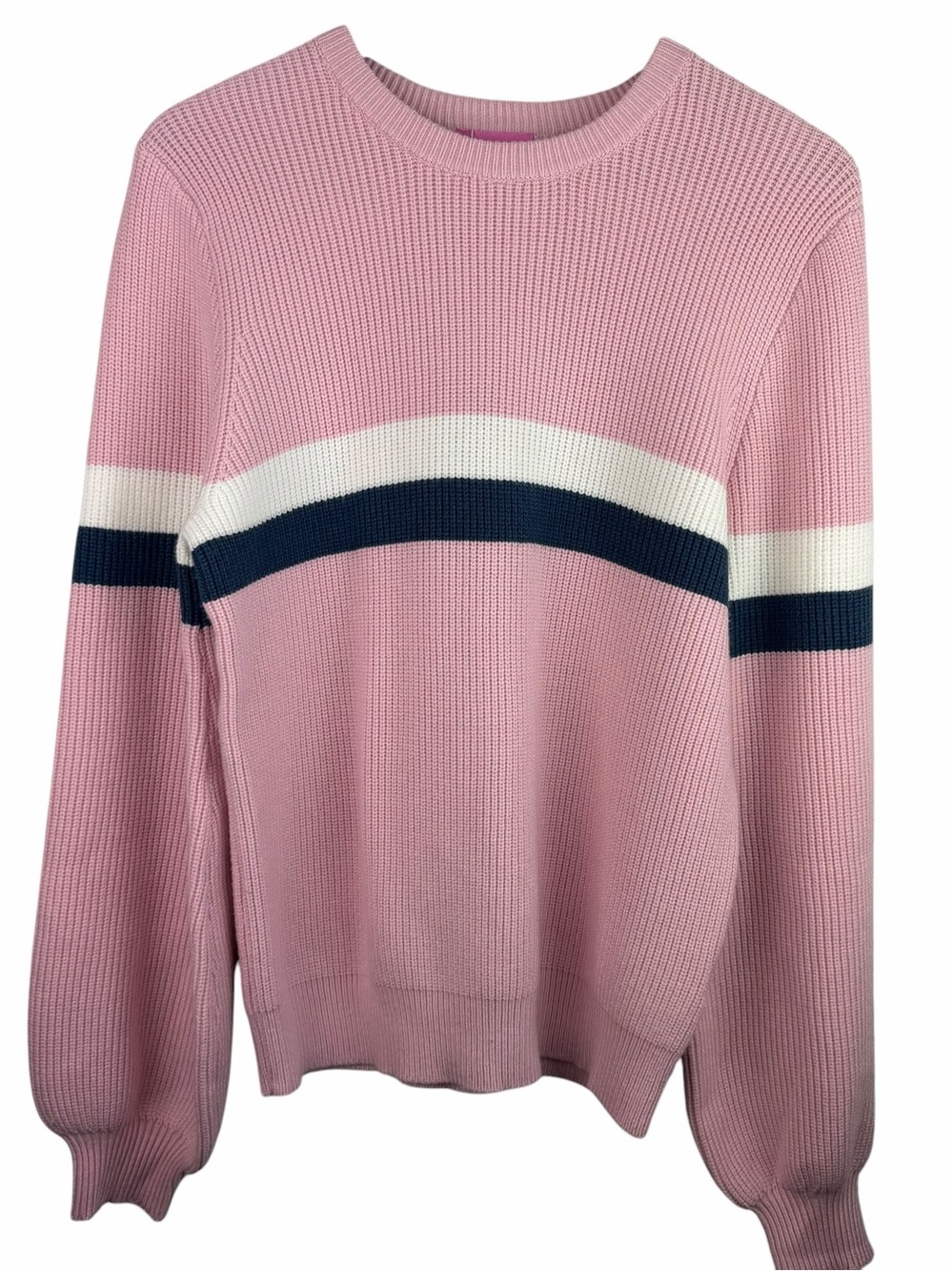 Edikted | Pink Blue White Chest Stripe Pullover Sweater New